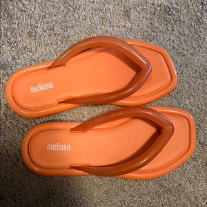 Melissa Orange Jelly Flip Flop Sandals with Amber Straps
